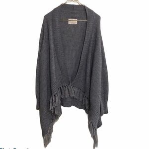 SWEATER CARDIGANS Gray Wool With Fringe Small Top